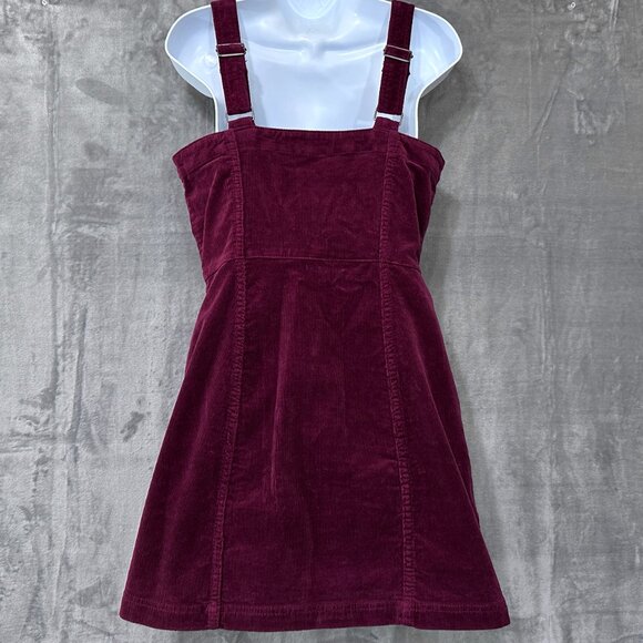 H&M Burgundy Corduroy Dress Button Front Sz 8 - Picture 8 of 8